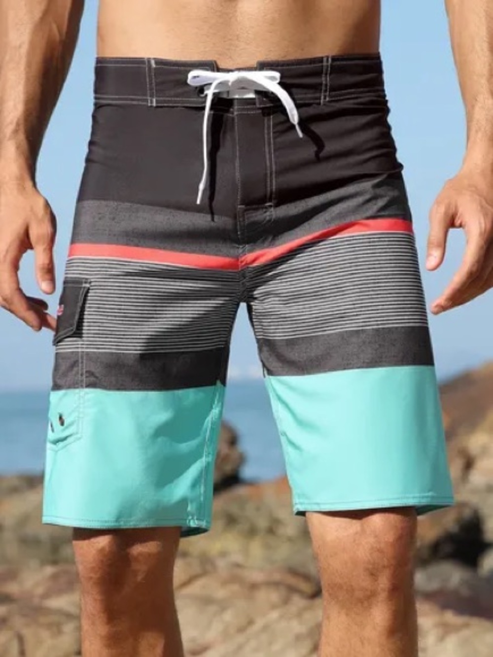 UNITOP Striped Swim Board Shorts